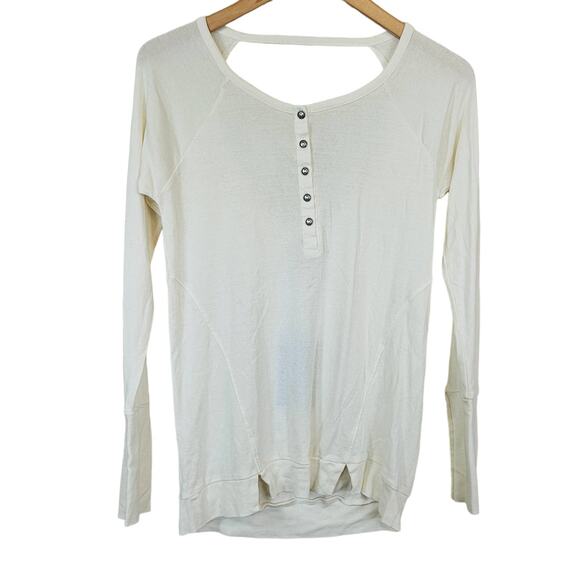 Chaser  Henley Long Sleeve Top Ivory Cream Women's Medium NWT - Picture 1 of 9